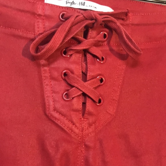 Taylor Hill Shimmer Red Straight Leg Pants - Picture 5 of 8